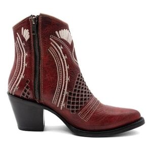 🤎🔹️FERRINI 🔹️Red leather savannah Western Ankle Boots